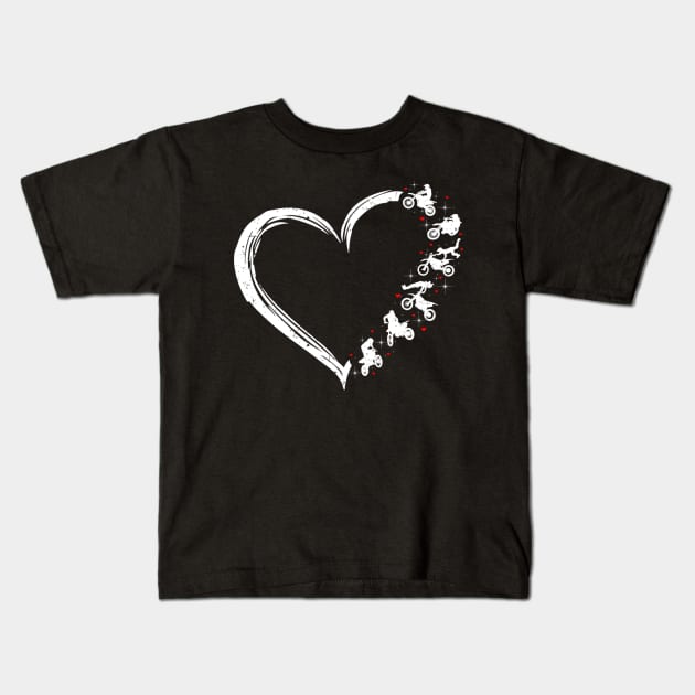 dirt bike heart shirt Kids T-Shirt by julieariasdqr887